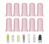 NELSHP Fundas para botellas de viaje, paquete de 10 fundas de silicona para contenedores de viaje, accesorios de viaje para champú, loción, acondicionador, lavado corporal