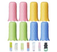 NELSHP Fundas para botellas de viaje, paquete de 8 fundas de silicona para contenedores de tamaño de viaje, accesorios de viaje para champú, loción, acondicionador, lavado de botellas corporales