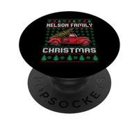 Nelson Family Ugly Christmas Sweater Red Truck Funny Xmas PopSockets PopGrip Adhesivo