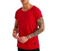 Nelson Leif la Camiseta para Hombre básica de Amplio Cuello Redondo de Manga Corta con Capucha de Gran tamaño Longsleeve