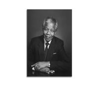 Nelson Mandela Retrato Negro y Blanco Tipográfico Póster Lienzo Pared Decoración Pinturas Arte Dormitorio Sala de Estar Oficina Pintura Moderna Decoración del Hogar Arte de Pared Impresión 12 x 18 cm