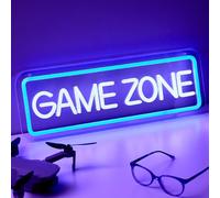 NELUX Neón LED Gaming - Game Zone Luces Neon Decoración Habitación Pared Gaming, Letrero Neon Gamer Lampara Habitacion Juvenil Luz, Cartel Luminoso Decorar Setup. Conexión USB con Regulador.