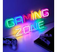 NELUX Neón LED Gaming Zone Luces Neón Decoración Habitación Pared Gamer, Letrero Neon Gaming Lampara Habitacion Juvenil Luz, Cartel Luminoso Decorar Setup. Conexión USB con Regulador