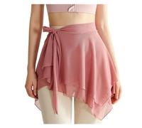 NEMAA Falda de Abrigo la Danza de Ballet Mesh Wrap Dance Skirt for Girls Women Ballet Wrap Skirts Asymmetric Dance Skate Over Scarf Skirts Dancewear Gasa para Ballet (Color : Skin Red)