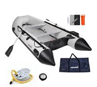 NEMAXX® Bote Hinchable 330 cm para 5 Personas - Bote de Remo, Pesca y Remos - 505 kg, Suelo de Aluminio, Motorizable hasta 11 kW/15 CV - Incl. 2 Remos, Bomba, Manómetro, Bolsa y Kit de Reparación