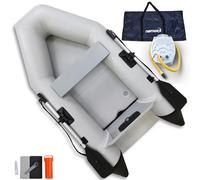 NEMAXX® Bote Hinchable Profesional 230 cm para 2 Personas - Bote de Remo/Pesca y Remos - Categoría C/300 kg/Suelo Inflable/Motorizable hasta 3,75 kW/5 CV - Incl. 2 Remos/Bomba/Bolsa/Kit de Reparación