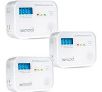 NEMAXX CM18 - 3 detectores de monóxido de carbono - vida útil de 10 años - Alarma 85 dB - Probado EN 50291-1:2018 - Sensor electroquímico con pilas - Detector de CO para el hogar y la bodega
