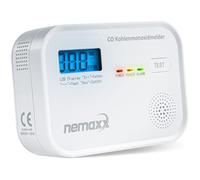 NEMAXX® CM18 Detector de Monóxido de Carbono/Alarma CO con Pantalla LCD - 85 dB,Sensor Electroquímico,EN 50291-1:2018,Botón de Prueba, 3× Pilas AA LR6,Vida Útil del Producto 10 Años - Set de 1