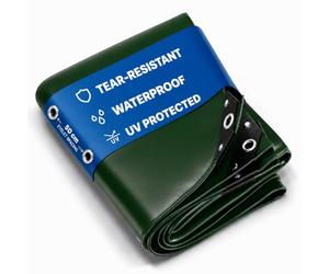NEMAXX® Lona 450 g/m² 5×3 m Verde Ojales ALU Impermeable Anti-UV | Resistente a invierno y moho, costura soldada, esquinas reforzadas, ojales cada 50 cm - madera, jardín, tejado, obra, piscina