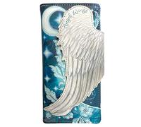 Nemesis Now B5405s0 Angel Wings-Monedero con Plumas Blancas en Relieve, Leder, Azul, 18,5 cm
