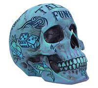 Nemesis Now Aqua Blue Traditional, Tribal Tattoo Fund Skull Adorno de Calavera, Resina, Azul, Talla única