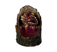 Nemesis Now Arboreal-Figura iluminada de dragón Rojo en Tronco de árbol, Resina, Verde, 10.8cm