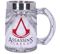 Nemesis Now B5296S0 Officially Licensed Assassins Creed White Game Tankard, Resin w. Stainless Steel Jarra con Licencia Oficial, Color Blanco, Acero Inoxidable