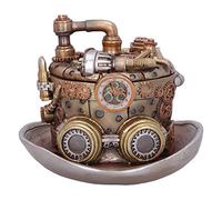Nemesis Now Caja de Almacenamiento de Sombreros Steampunk de Bronce y Plata, 14,5 cm