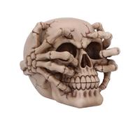 Nemesis Now Calavera decorativa de resina agrietada con manos esqueléticas, decoración de terror para casas embrujadas, decoración realista de calavera y decoración de Halloween para coleccionistas de