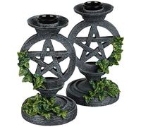 Nemesis Now Candelabros de Pentagrama envejecidos, 13,4 cm, Color Gris