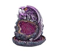 Nemesis Now Crystalline Protector - Quemador de Incienso de reflujo de geoda de dragón Morado, 14,2 cm