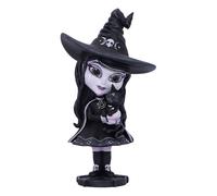Nemesis Now Figura Cult Cuties Hexara – Bruja 15 cm, Resina, Negra, Pintada a mano, con felino