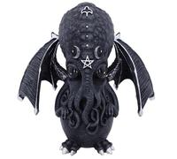 Nemesis Now Figura de Resina Cult Cuties Culthulhu – 10,3 cm, negra, gato alado, detalles plateados