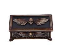 Nemesis Now Death's Head Treasure - Caja ornamental con diseño de calavera y polilla, acabado de bronce envejecido, caja de resina gótica para decoración del hogar
