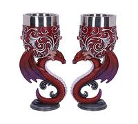 Nemesis Now Devotion Twin Dragon Heart Set de dos copas, polirresina, rojo, 2 unidades (paquete de 1)