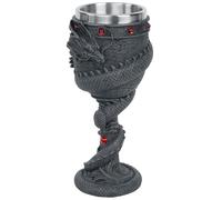 Nemesis Now Copa con diseño de dragón 20 cm, resina, inserto acero inoxidable, tamaño único, negro