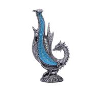 Nemesis Now Dragon - Quemador de incienso de 24 cm, cascada de reflujo de incienso, decoración mítica para coleccionistas y fanáticos, base de runa y dragón plateado metálico