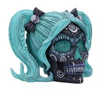 Nemesis Now Drop Dead - Preciosa figura cósmica de 19,5 cm, resina, adorno de calavera de muñeca de bruja, turquesa femenina y calavera negra con ojos de purpurina, fundida en la mejor resina, pintada