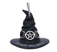 Nemesis Now Eat Sleep Spell Repeat - Adorno colgante de sombrero de bruja de 9 cm, resina, negro, diseño exclusivo de brujería, decoración de Halloween y Navidad, fundido en la mejor resina, pintado a