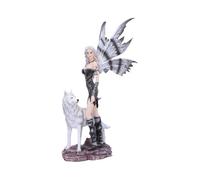 Nemesis Now Esarosa - Estatua de hada de fantasía gótica con lobo blanco, figuras de resina pintadas a mano para coleccionistas, regalos y decoración del hogar, 8.5 pulgadas