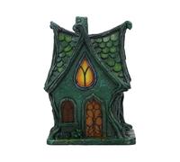 Nemesis Now Figura de casa de hadas iluminada con ventanas LED, estatua de casa de jardín - Figuras de iluminación de cabaña para decoración del hogar o el patio - Evergreen Lodge