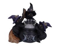 Nemesis Now Familiar Cauldron - Portavelas de té, Negro, 12,5 cm, Resina y Cristal