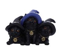 Nemesis Now Familiar Felines Black Cats in Witches Hats Figura, Resina, Negro, 9.8cm