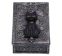 Nemesis Now Trinket Box 13.7cm Familiar Spell Black Cat Sigil-Joyero (13,7 cm), Resina, Plateado