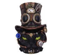 Nemesis Now Felius Mogg - Figura de Cabeza de Gato Negro Steampunk (28,8 cm)