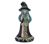 Nemesis Now Figura de azúcar Salvia y Especias de 17,5 cm, Resina, Negro/Verde, Adorno de Bola de Cristal de Bruja Inspirada en la Naturaleza, Figura etérea de Bruja en la Naturaleza, fundida en la