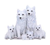 Nemesis Now Figura de Cachorro Protegido, 19 cm, Resina, Blanco, Figura de la Familia de Lobos, Adorno de la Familia de Lobos Blancos, artículos de Regalo coleccionables, Fundido en la Mejor Resina,