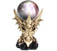 Nemesis Now Figura de Calavera de dragón y orbe Iluminado, polirresina, Color Hueso Natural, Talla única