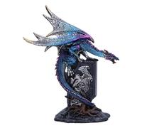 Nemesis Now Sigilo dracónico de 17,5 cm, Resina, Azul, dragón Azul sobre lápida, Adorno de dragón Azul Brillante, artículos de Regalo coleccionables, Fundido en la Mejor Resina, Pintado a Mano por