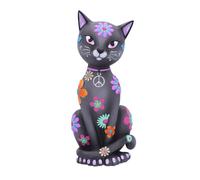 Nemesis Now Figura de Gatito Hippy de 26 cm, Resina, Negro, Gatito Negro Hippy,