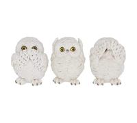 Nemesis Now Owls 8cm Figurine Three Wise Búhos 8 cm-Figura Decorativa, Resina, Blanco, Talla única