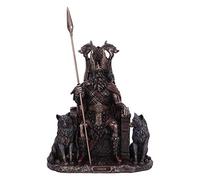 Nemesis Now Figura Odin de Bronce con diseño de Lobos y Trono, 22 cm