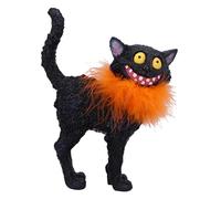 Nemesis Now Furdinand - Figura de gato sonriente negro de resina, 23 cm, gato negro tonto con adorno de collar de piel novedoso, artículos de regalo coleccionables, fundido en la mejor resina, pintado