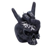 Nemesis Now Horns Up Rock On Hand - Adorno de Calavera, Resina, Negro, 17,5 cm