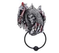 Nemesis Now Iron Maiden Killers - Aldaba de Puerta de 21,5 cm, Resina, Plata, Producto Oficial de Iron Maiden, aldaba de Puerta Eddie, Anillo de Metal Pesado, Fundido en la Mejor Resina, Pintado a