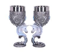 Nemesis Now Juego de Dos Copas de Unicornio con diseño de Corazones encantados, Plateado, 18,5 cm, 2
