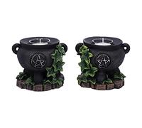 Nemesis Now Set Soporte Vela Caldero Pentagrama Artesanía Gótica Negro D5458T1