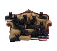 Nemesis Now Juego de Figuras de 48 Gatos de 22 cm, Resina, sofá de Gato Negro con 48 Figuras de Gato, mercancía de Gato Negro, Fundido en la Mejor Resina, Pintado a Mano por Expertos