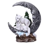 Nemesis Now Lunar Companions - Figura Decorativa de 19,3 cm, Escultura de Lobo y Luna, Resina, mercancía de fantasía gótica, fundida en la Mejor Resina, Pintada a Mano