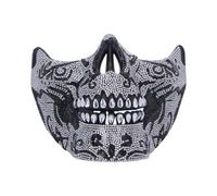 Nemesis Now Máscara de calavera con joyas, diseño intrincado de esqueleto con diamantes de imitación, regalos y cosplay para bailes de máscaras, eventos góticos, color plateado